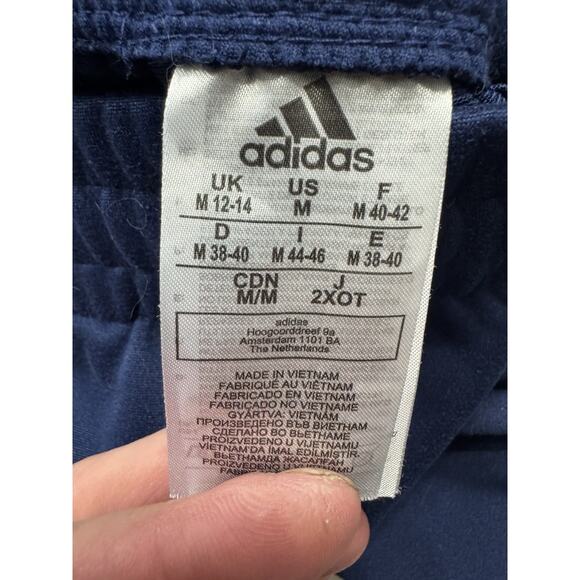 Mens Adidas Pants Football Soccer Tapered Leg Regular Fit NAVY BLUE Sz Medium - Picture 5 of 8